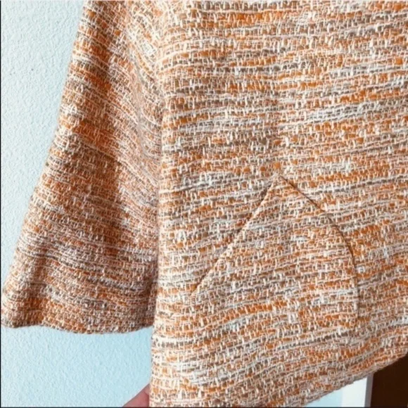 Rare Anthropologie Elevenses Orange Tweed Jacket Vintage-Look Size 4